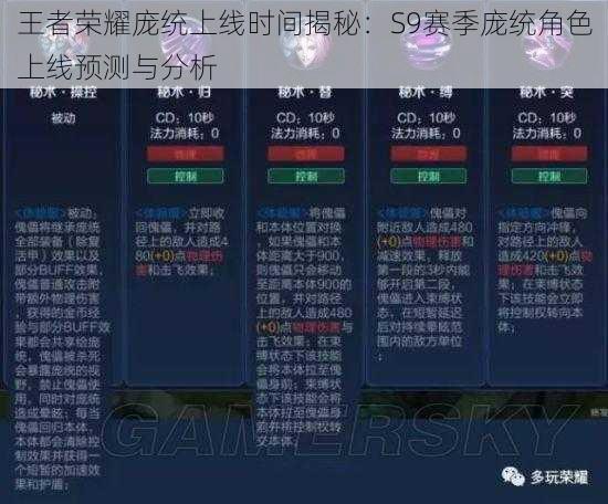 王者荣耀庞统上线时间揭秘：S9赛季庞统角色上线预测与分析