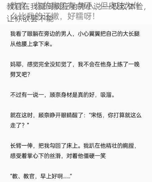 教官在我腿间疯狂驰骋小说——极致体验，让你欲罢不能