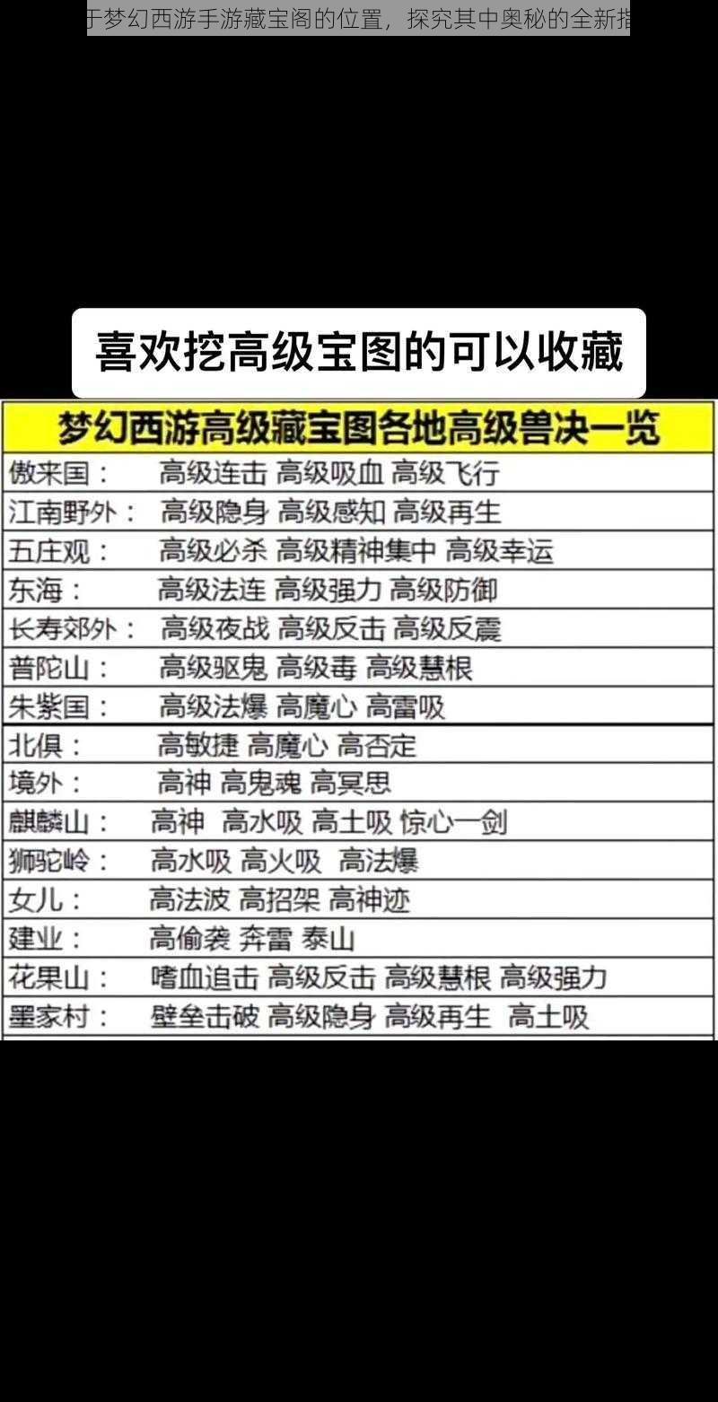 关于梦幻西游手游藏宝阁的位置，探究其中奥秘的全新指南