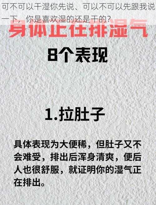 可不可以干湿你先说、可以不可以先跟我说一下，你是喜欢湿的还是干的？