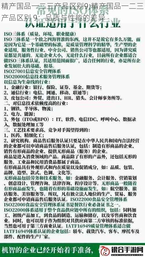 精产国品一二三产品区别9;精产国品一二三产品区别 9：品质与性能的差异