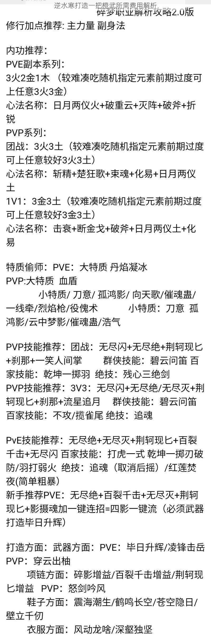 逆水寒打造一把橙武所需费用解析