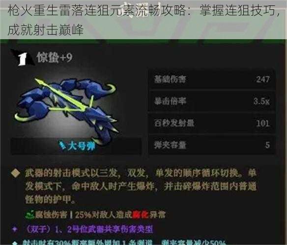 枪火重生雷落连狙元素流畅攻略：掌握连狙技巧，成就射击巅峰