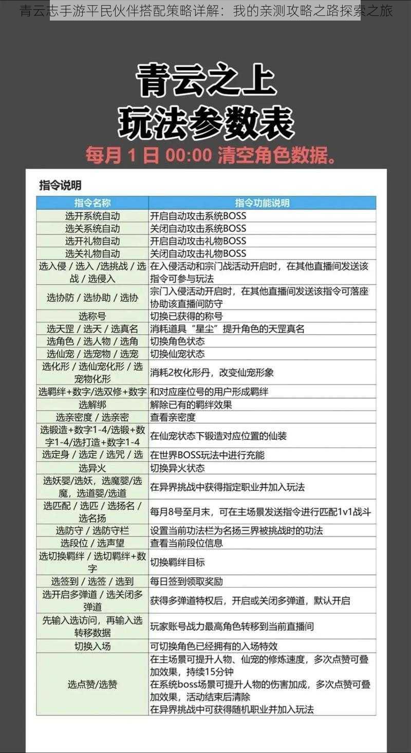 青云志手游平民伙伴搭配策略详解：我的亲测攻略之路探索之旅