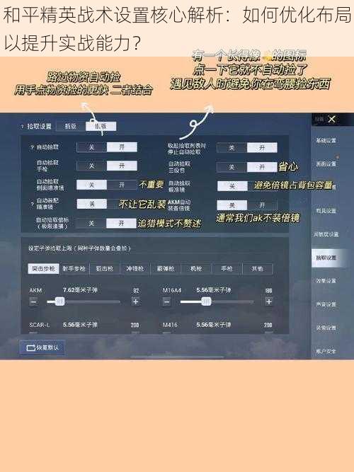 和平精英战术设置核心解析：如何优化布局以提升实战能力？