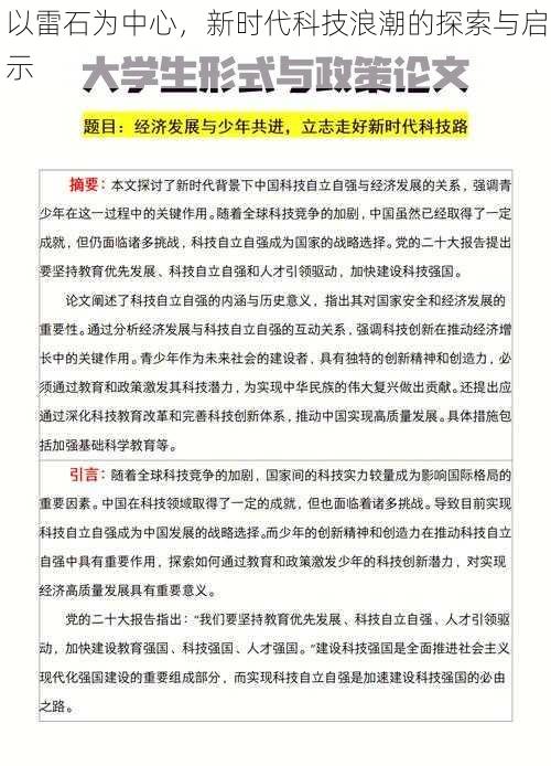 以雷石为中心，新时代科技浪潮的探索与启示