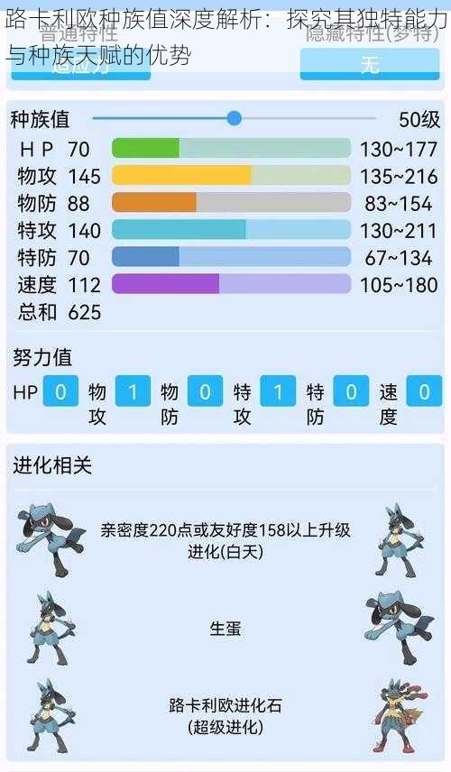 路卡利欧种族值深度解析：探究其独特能力与种族天赋的优势